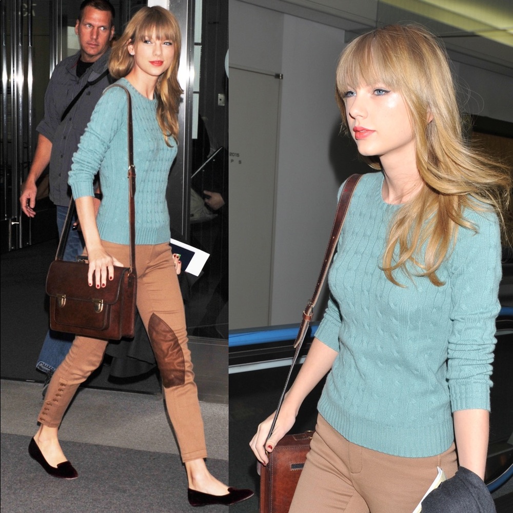Taylor Swift Ralph Lauren Cable Knit Sweater Blue